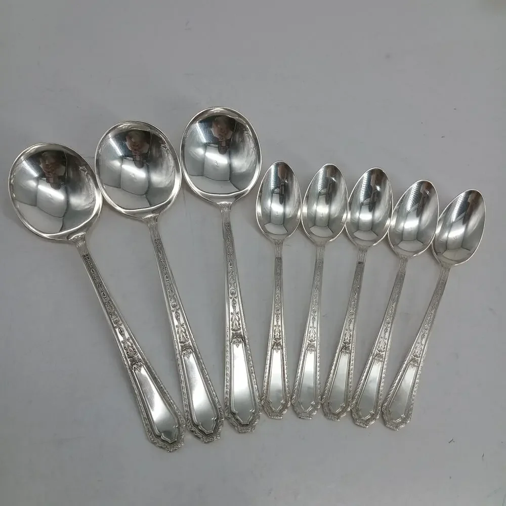 8X SS ROGERS Extra Plate SilverPlate CHALFONTE Soup Spoons Demitasse Flatware